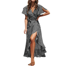 Load image into Gallery viewer, Short ruffle sleeve long dress