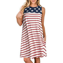 Load image into Gallery viewer, American Flag Print   O-Neck   Mini Dress